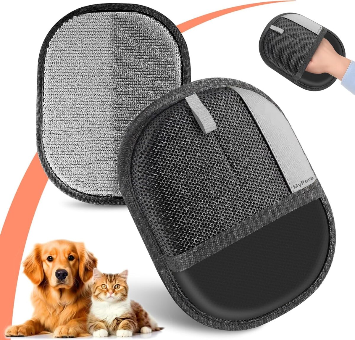 Pet Hair Remover Gloves for Cats & Dogs, Electrostatic Pet Hair Removal Gloves Brush for Pets Hair, Upgraded Animal Fur Removal Tool, Reusable Cats & Dogs Grooming Gloves for Hair Removal 