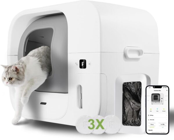 Furbulous True Odor-Free Self Cleaning and Packing Litter Box, Automatic Cat Litter Box with Self-Pack and Refill System, APP Control, Extra Large Space for 3.3-22 lbs Cats, Upgraded Version