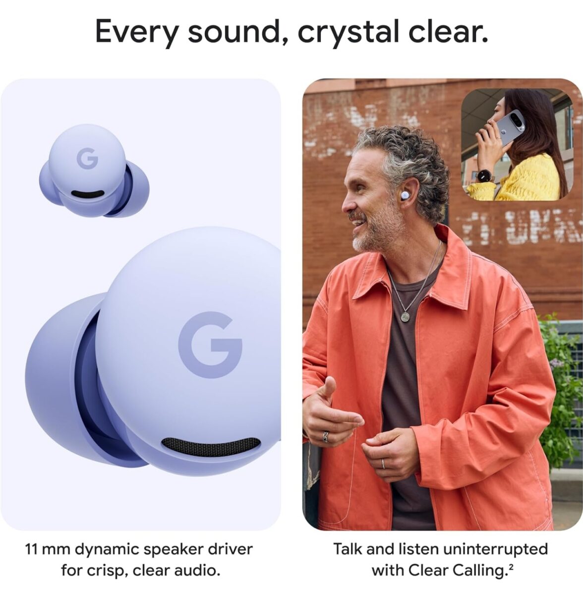 Google Pixel Buds 2a Wireless Bluetooth Earbuds, Hazel
Active Noise Cancellation, Transparency Mode, Lightweight, Comfortable Fit, 20-Hour Battery, Water Resistant, Built for Gemini