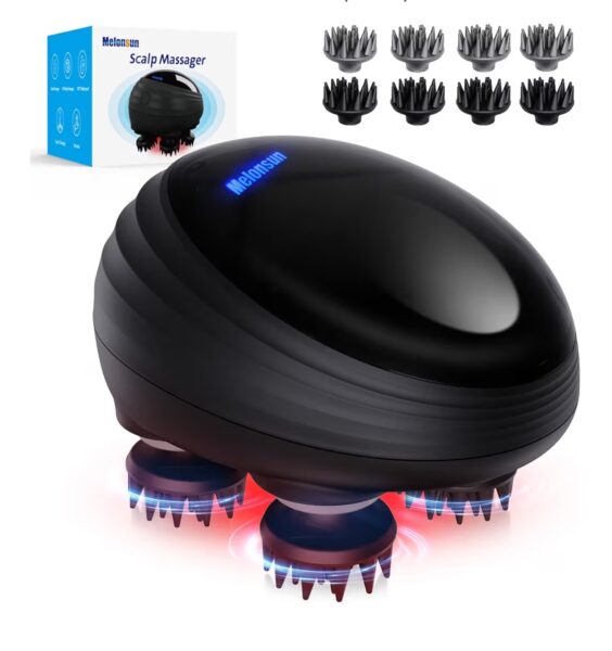 Electric Head Scalp Massager - Rechargeable IPX7 Waterproof Scalp Massager w/ 3 Speed Modes, 2 Sets 8 Detachable Claws