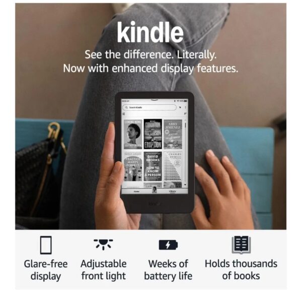 Amazon Kindle 16 GB (newest model) - Lightest and most compact Kindle, now with faster page turns, and higher contrast ratio, for an enhanced reading experience - Black