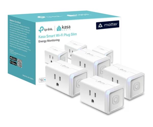 Kasa Matter Smart Plug w/ Energy Monitoring, Compact Design, 15A/1800W Max, Super Easy Setup, Works with Apple Home, Alexa & Google Home, UL Certified, 2.4G Wi-Fi Only, White, KP125M (4-Pack)