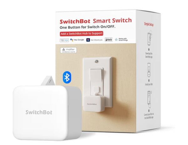 SwitchBot Smart Switch Button Pusher (White)-Bluetooth Fingerbot for Rocker Switch/One-Way Button, Automatic Light Switch, Timer and APP Control, Works with Alexa & WiFi When Paired with SwitchBot Hub