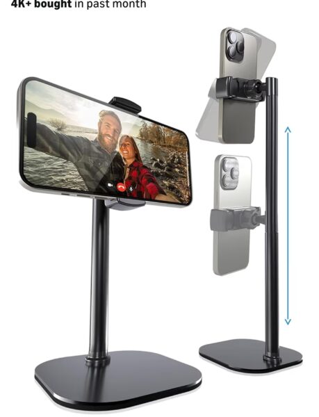 COOPER ChatStand, Adjustable Cell Phone Stand for Desk, Phone Stand for Recording, iPhone Holder for Filming, Small Tripod for iPhone, Fits Samsung, Android Smartphones, (Night Black)