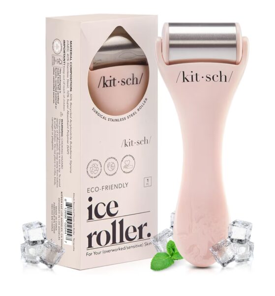 Kitsch Ice Roller for Face – Stainless Steel Face Ice Roller to Reduce Puffiness, Redness & Headaches – Cooling Facial Roller for Skin Care, Irritation Relief & Spa-Like Experience at Home - Pink