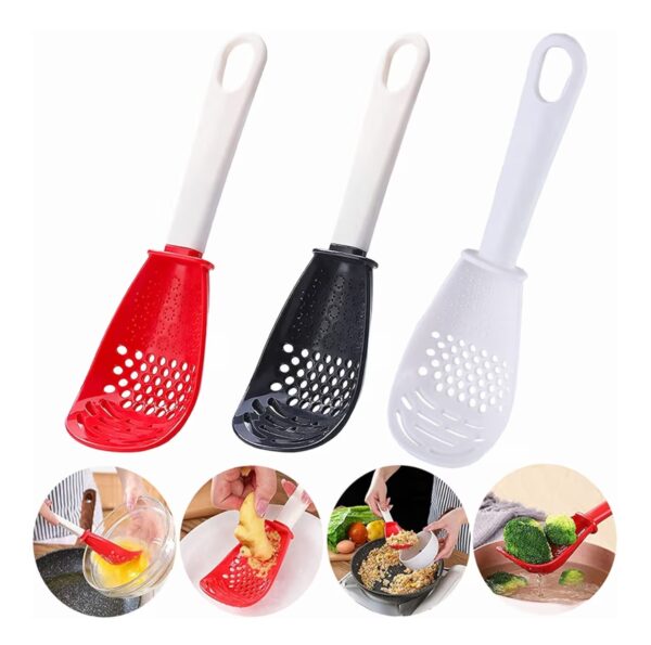 Cupid's Arrow 6in1 Multifunctional Kitchen Cooking Spoon - Egg Yolk Separator, Grater, Masher, Colander, Skimmer, Scoop - Heat Resistant, Plastic, 8.86 x 2.75 x 1.79 inches