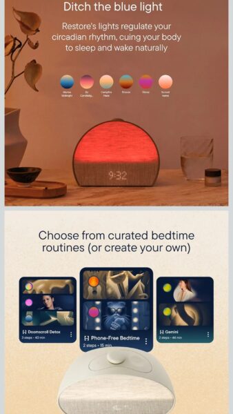 Hatch Restore 3 Sunrise Alarm Clock, Sound Machine, Smart Light (Putty) - White Noise, Screen-Free Sleep Routine