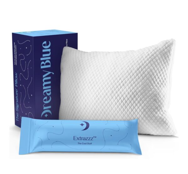 DreamyBlue Signature Pillow w/Adjustable Loft • Shredded Memory Foam Fill • Neutral Alignment for Side, Back, and Stomach Sleepers • Washable Bamboo Rayon Cover • CertiPUR-US Certified Foam (Queen)