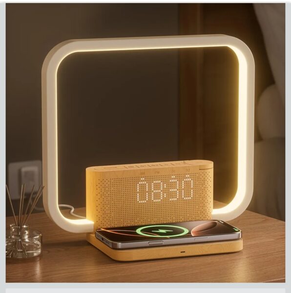 Sunrise Alarm Clock with Wireless Charging Desk Touch Lamp 3 Level Dimmable Wake-up Light Bedside Lamps for Bedroom Living Room,Sunrise Lamp with 10 Natural White Noise Sound 30/60/90 Mins countdown
