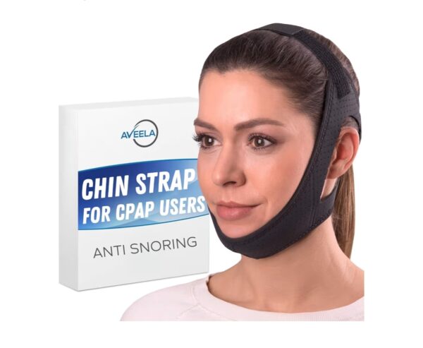 AVEELA Chin Strap for Sleeping and CPAP Users | Anti Snoring Chin Strap, Adjustable Jaw Strap for Sleep Apnea, Stop Snoring Solution for Men and Women, Comfortable Fit to Keep Mouth Closed – Medium