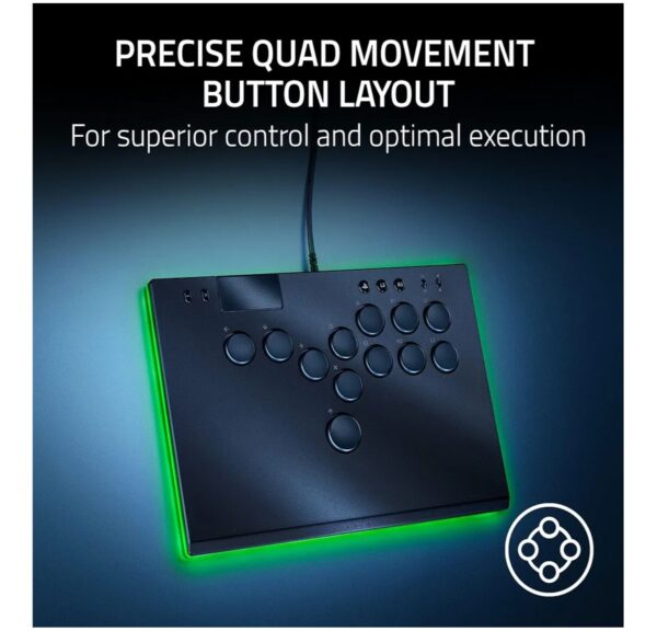 Razer Kitsune All-Button Arcade Controller: For PS5 / PlayStation 5 & PC - Low-Profile Optical Switches - Slim Form Factor - Removable Top Plate - Chroma RGB Lighting - USB Type C - Black