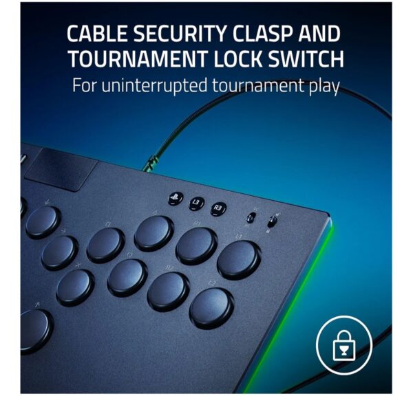Razer Kitsune All-Button Arcade Controller: For PS5 / PlayStation 5 & PC - Low-Profile Optical Switches - Slim Form Factor - Removable Top Plate - Chroma RGB Lighting - USB Type C - Black