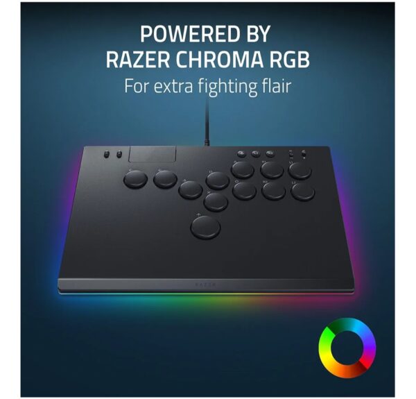 Razer Kitsune All-Button Arcade Controller: For PS5 / PlayStation 5 & PC - Low-Profile Optical Switches - Slim Form Factor - Removable Top Plate - Chroma RGB Lighting - USB Type C - Black