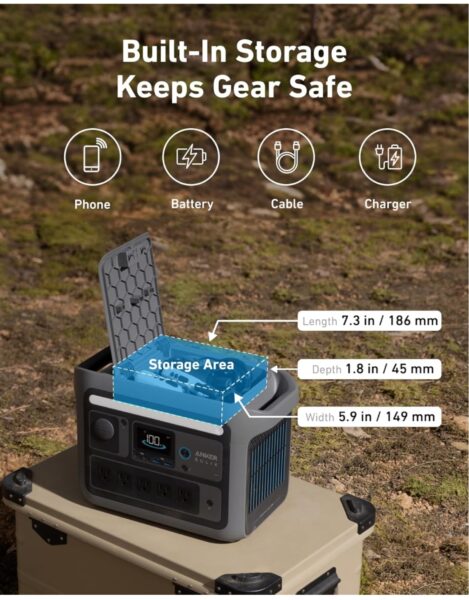 Anker SOLIX C800 Portable Power Station, 1200W (Peak 1600W) Solar Generator, Full Charge in 58 Min, 768Wh LiFePO4 Battery for Outdoor Camping, RVs, Road Trip, and Power Outages (Optional Solar Panel)