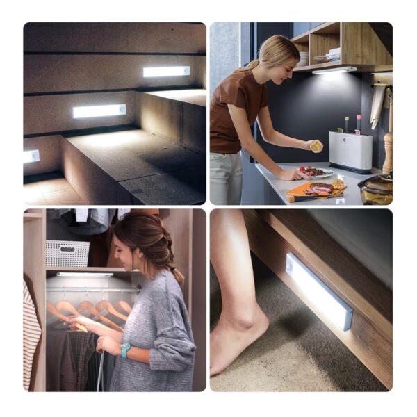 6 Pack Under Cabinet Lights Wireless, 32 LED Motion Sensor Light Indoor Rechargeable Magnetic Closet Lights Battery Operated, Under Counter Lights for Kitchen, Wardrobe, Hallway, Stairs