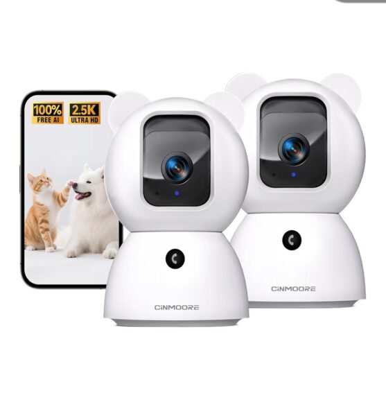 2.5K Indoor Camera 2pack, Non-Subscription AI Person/Pet/Cry Detection, 4MP Pet/Dog/Cat/Baby Camera w/Phone App, Pan Tilt 2.4GHz WiFi Cameras for Home Security, Night Vision, Full Duplex 2-Way Audio