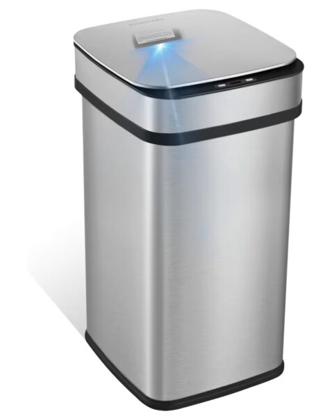 Ninestars 13 Gallon Odor Neutralizing Smart Kitchen Trash Can, Automatic Odor Control Motion Sensor Garbage Bin, Universal Power Adapter, 50 Liter Smart Opening Stainless Steel, Nova Series