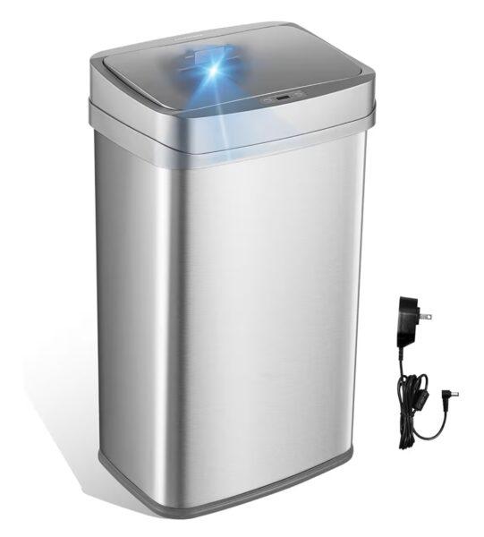 Ninestars 13 Gallon Odor Neutralizing Smart Trash Can, UV + Ozone Dual Purification, Odor Control Motion Sensor Garbage Bin, Universal Power Adapter, ONT-50-81SL Stainless Steel, Silver, Nova Series
100+ bought in past month