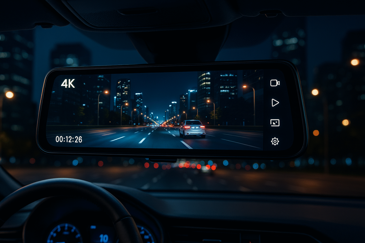4K smart rear-view mirror dash cam
