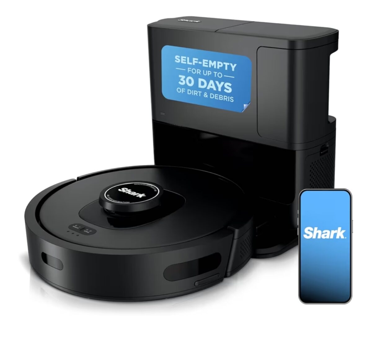 Shark AV2501S AI Ultra Robot Vacuum, with Matrix Clean, Home Mapping, 30-Day Capacity HEPA Bagless Self Empty Base, Perfect for Pet Hair, Wifi, Dark Grey