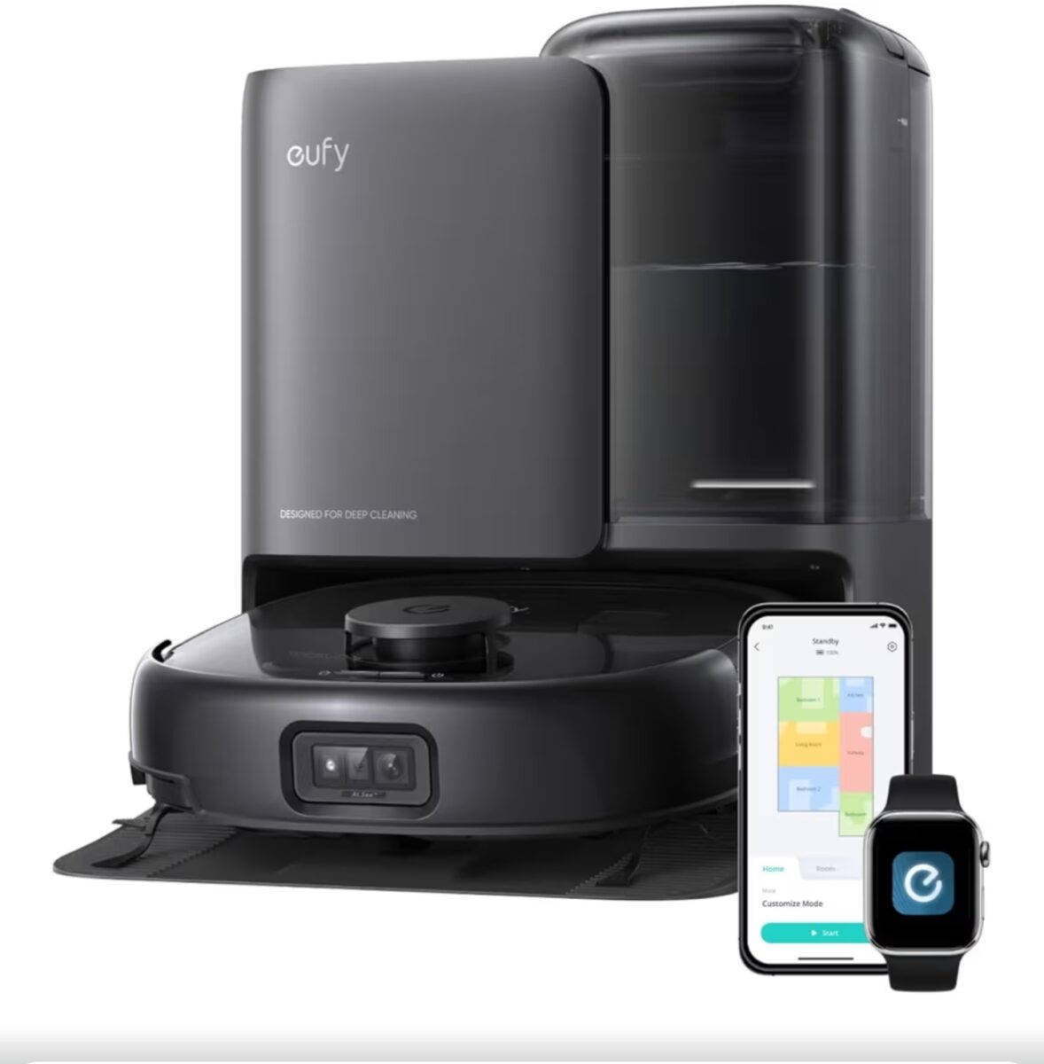 eufy Robot Vacuum E25, 20,000 Pa Suction,HydroJet Always-Clean Roller Mop, All-in-One Robot Vacuum and Mop Combo, Edge-to-Corner Cleaning, Zero-Tangle Design, AI Obstacle Avoidance (Upgraded)