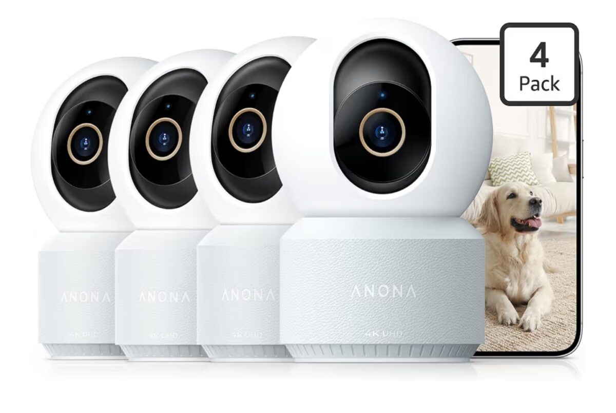Anona 4K UHD Indoor Camera, Pet/Dog/Baby Security Camera with Phone App, 360°Pan-Tilt, 2.4G/5G Dual-Band Wi-Fi 6, Auto-Tracking, Person/Pet/Baby Crying Detection, Privacy Mode, Two-Way Audio, 4 Pack